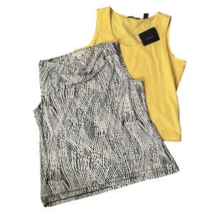 Liz Claiborne Two- Women’s Size XL Abstract Print or Solid Yellow Tank Tops
